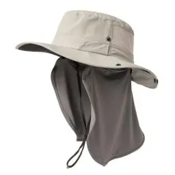 Produktbild: TOP-EX XL/XXL Sonnenhut Herren Wasserdicht Sonnenschutz Mütze mit Sonnenbrillenhalter Breite Krempe Outdoor Trekking Hut mit Nackenschutz Safari Sommer Mütze Faltbar 94603_Grau M/L