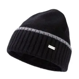 Produktbild: TOP-EX XL/XXL Unisex 100% Merinowolle Winter Beanie Herren Warm Wintermuetze Fleece Futter Wollmuetze Strickmuetze Schwarz XL/XXL