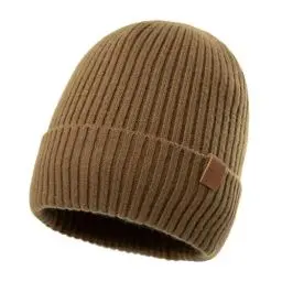 Produktbild: TOP-EX XL/XXL Warme Beanie-Mütze aus 100% Merinowolle mit Fleecefutter für Herren und Damen - Wintermütze für Laufen und Golf, Strickmütze, Wollmützer Camel