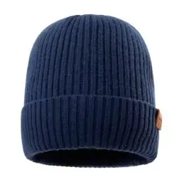 Produktbild: TOP-EX XL/XXL Warme Beanie-Mütze aus 100% Merinowolle mit Fleecefutter für Herren und Damen - Wintermütze für Laufen und Golf, Strickmütze, Wollmützer Marineblau