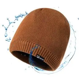 Produktbild: TOP-EX XL/XXL wasserdichte Merino Beanie Mütze Herren Damen Wolle Wintermütze Warm Fleece Strickmuetze Braun Großer Kopf