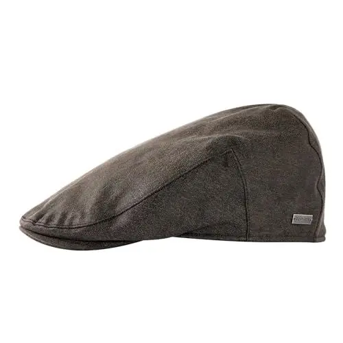 Produktbild: TOP-EX wasserdichte Herren Schiebermütze für Regenwetter Kunstleder Stilvolle Schirmmütze im Peaky Blinders Stil,ideal für Golf,Angeln,Schießen,Wandern,Jagd und als Schlägermütze Schwarz M/L