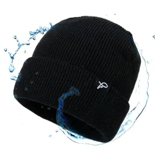 Produktbild: TOP-EX wasserdichte Wintermütze Herren & Damen, Warme Fleece-gefütterte Strickmütze Beanie, Atmungsaktive Outdoor Lauf- & Skimütze, Winddichter Regenschutz, Herrenmütze Schwarz XXL