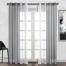 Produktbild: Topfinel Gardinen mit Ösen Farbverlauf Vorhang Grau & Weiß Vorhänge Schlafzimmer und Wohnzimer Gardine 225 cm Lang Gardienen 140 Breit Übergardinen Transparente Schlaufenvorhang Curtains