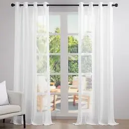 Produktbild: Topfinel Vorhänge Weiße Gardinen Transparent Vorhang 250 cm Extra Lange gardine und vorhänge übergardinen mit Ösen Vorhangschals 2er Set 140 cm Breit Ösenvorhang Deko Kinderzimmer Schlafzimmer