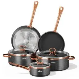 Produktbild: Topfset Induktion Homelux Töpfe Set 8-Teiliges Kochtopf Set mit Antihaftbeschichtung, Enthält 2 Bratpfannen & 3 Kochtöpfe, für Alle Herdarten Kochgeschirr Set, Töpfe und Pfannen Set