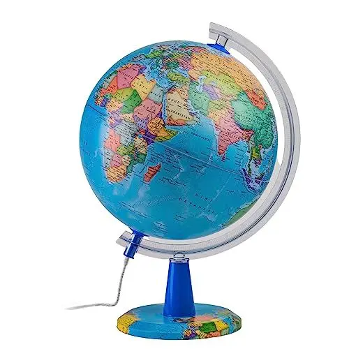 Produktbild: TOPGLOBE 20cm Leuchtglobus - Englische Karte - Schülerglobus Moderne Politische Weltkugel – pädagogische/geografische