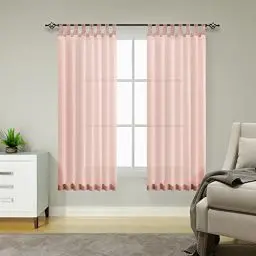 Produktbild: TOPICK Gardinen Wohnzimmer modern Schlaufenschal 2er Set Vorhänge Schlafzimmer Gardinenschals Leinenoptik Schlaufengardinen H175xB140 cm, Gardinen mit Schlaufen Übergardinen Curtains Living Room Pink