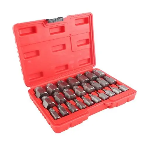 Produktbild: Topiky 25 teiliges Bolzenausdreher Schraubenausdreher Set, Beschädigtes Schraubenausdreher Kit Chrom Molybdän Stahl Sechskantbolzen Ausdreher Set mit Tragetasche Zum Entfernen