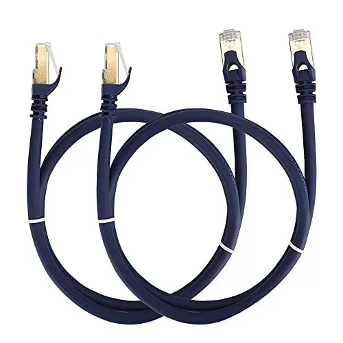 Produktbild: Topiky 2 Stücke Cat8 Ethernet Kabel, 40 Gbps Ethernet Kabel, 2000 MHz Ethernet Kabel RJ45 Netzwerkkabel LAN Patchkabel