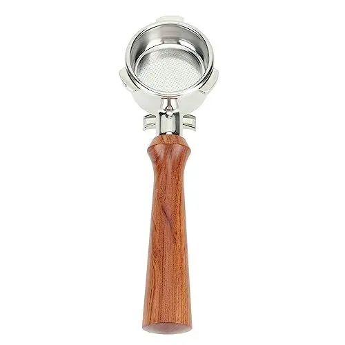 Produktbild: Topiky 54 Mm Kaffee-Siebträger, Edelstahl-Kaffee-Espressomaschine, Holzgriff mit Doppelauslauf, Siebträger, Bodenloser Siebträger für 870 880 8 Serie Universal (F Palisander)