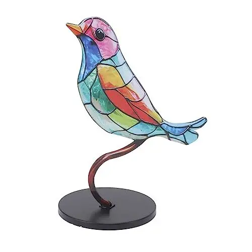 Produktbild: Topiky Buntglas Vögel auf AST Desktop Ornamenten, Doppelseitige Mehrfarbige Vogelfarben Ornamente, für Einweihungsdekoration und Vogelliebhaber (1 Vogel)