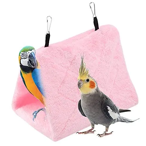 Produktbild: TOPINCN Pfingstrose Papagei Hängematte Vogelnest Warme Weiche Plüsch Hängematte Hängen Käfig Zelt Winter Warme Bett Haustier Spielzeug Baumwolle(M-Rosa)
