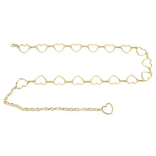 Produktbild: TOPINCN Taillenkettengürtel, Metall Glänzende Strasssteine ​​Golden Love Goldkettengürtel für den Täglichen Gebrauch bei Hochzeiten