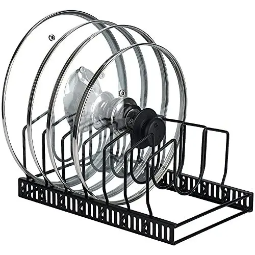 Produktbild: Toplife Topfdeckelhalter, Deckelhalter Schublade für Topfdeckel, Schneidebretter und Pfannen mit 7 verstellbaren Fächern, Topfdeckel Aufbewahrung, Schwarz