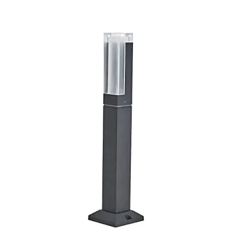 Produktbild: Topmo-plus LED outdoor stehlampe wegeleuchte außen gartenlampe grau 7W bridgelux COB Aluminium/Acryl sockelleuchte mit strom rechteckig 46CM warmweiß
