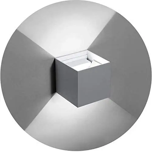Produktbild: Topmo-plus 6W LED Wandlampe mit einstellbar Abstrahlwinkel LED Aluminium IP65 Wasserdichte 660LM Quadrat Wandbeleuchtung Up & Down Innen/Außenwandleuchten (grau/kaltweiß)