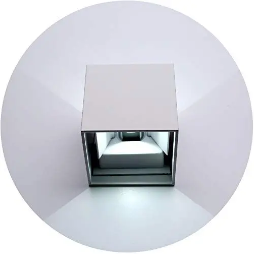 Produktbild: Topmo-plus 6W LED Wandlampe mit einstellbar Abstrahlwinkel LED Aluminium IP65 Wasserdichte 660LM Quadrat Wandbeleuchtung Up & Down Innen/Außenwandleuchten (weiß/kaltweiß)