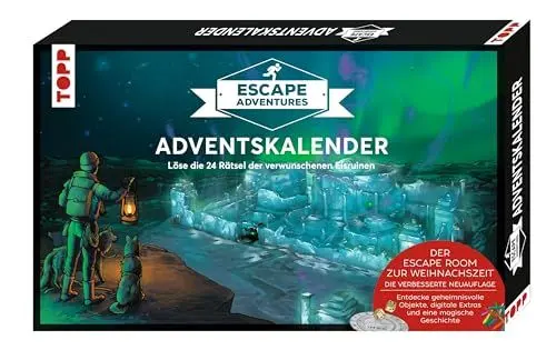 Produktbild: Escape Adventures Adventskalender – Die verwunschenen Eisruinen: Rätsel für 24 Tage – mit geheimnisvollen Objekten und digitalen Extras – ab 10 Jahren – verbesserte Neuauflage
