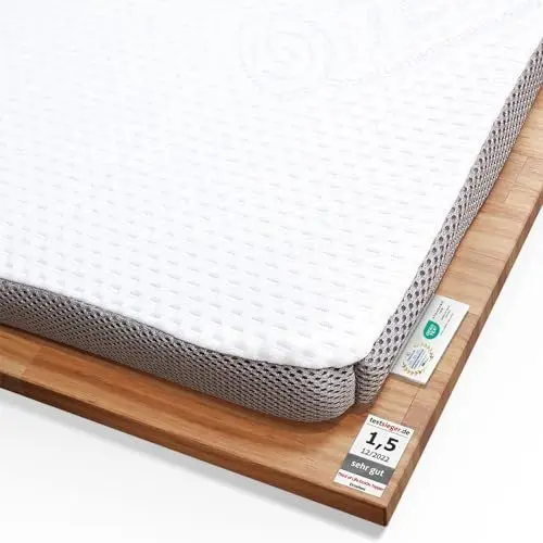 Produktbild: Topper 180x200cm EcoON, Testsieger 2022, Ergonomische Memory Schaum Auflage, Atmungsaktiv & Feuchtigkeitsregulierend, Nachhaltiger & umweltschonender Tencel-Bezug, Matratzen-Topper 180 x 200 x 6 cm