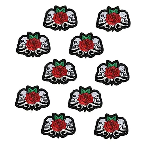 Produktbild: TOPPERFUN 10st -patch Halloween-diy-patches Gestickter Aufnäher Mit Skelett Halloween-flicken Zum Aufbügeln Geister-patch Punk-patches Rechner Polyester Rose