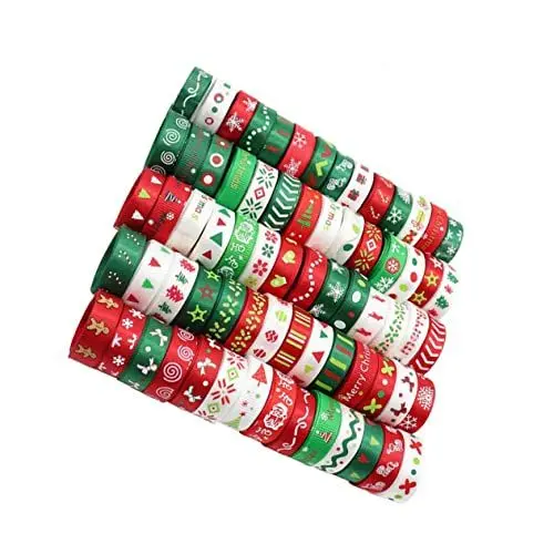 Produktbild: TOPPERFUN 1 Bastelband Dekorband Geschenkverpackungsseil bedrucktes Weihnachtsband Weihnachtsdekoration Zierband Gitter Schleife Geschenkbox Kunsthandwerk schmücken Polyester