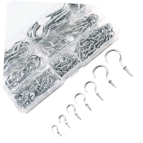 Produktbild: TOPPERFUN 1 Box Spiralhaken Dekohaken Deckenschrauben Haken Tassen Wand Deckenaufhängung Schwerlasthaken Zum Aufhängen Deckenhaken Außenhaken Tassenhaken Weiße Zinkpflanze