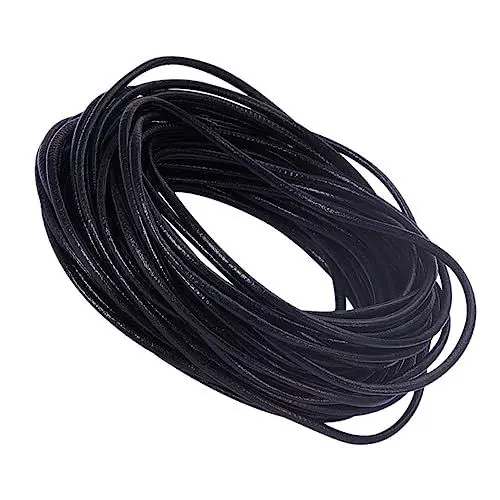 Produktbild: TOPPERFUN 1 Rolle Rindslederseil Halsketten-Accessoire Halskettenband Aus Leder Lederschnur Schmuck Armbänder 3mm Lederband 2mm Rundes Lederband Halskettenseil Lederkette Seil Perlen Zubehör