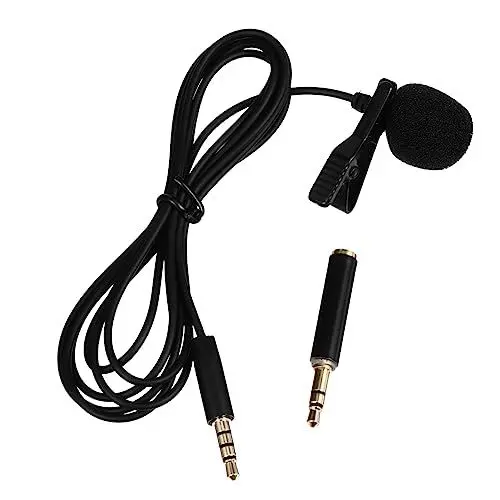Produktbild: TOPPERFUN Lavalier Kondensatormikrofon: Mikrofon + Adapter, Profi-Mikrofon für Handys, Vlog Lavalier Kondensatormikrofon, Kabellänge 1,5 Meter, universell für Handy Soundkarten, Computer und Kameras
