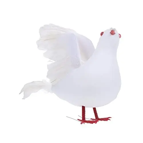 Produktbild: TOPPERFUN 1stk Simulierte Friedenstaube Künstliche Vögel Mit Schaum Taube Vogel Dekorationen Für Den Garten Weihnachtsbaum-Vogel-Ornament Taubenvogel Hochzeit Gefälschter Vogel Weiß Feder