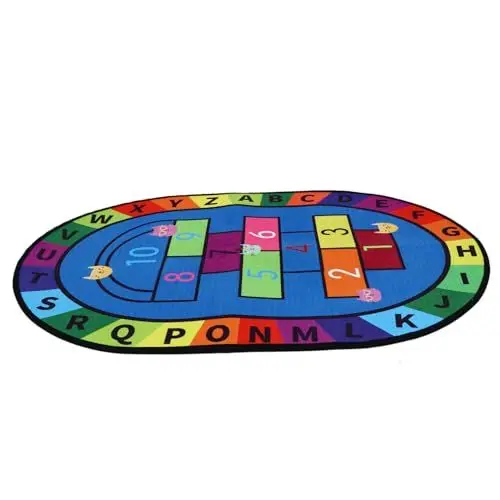 Produktbild: TOPPERFUN 1stk Spielteppich Teppich Für Kinderzimmer Fußmatten Für Kinder Bodenmatte Für Kleinkinder Kinderteppich Kinderzimmerteppich Teppiche Für Kinder Polyester Oval Teppichauflage