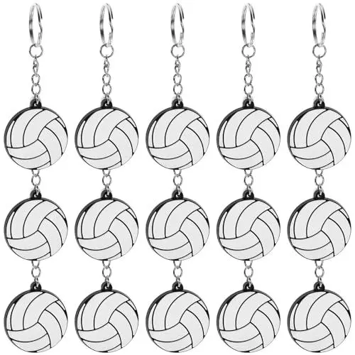 Produktbild: TOPPERFUN 20 Stück Volleyball Schlüsselanhänger, 9,7 x 3,7 cm PVC Volleyball Anhänger, Volleyball Aufkleber, Taschendekoration, Schlüsseldekoration, Heimwerkerbedarf