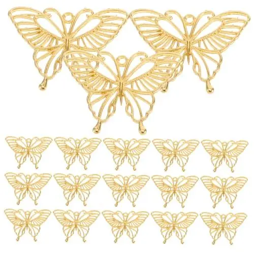 Produktbild: TOPPERFUN 20st Schmetterling-anhänger Verbinder Für Kleiner Schmetterlingsanhänger Harzform in Schmetterlingsform Hohlformanhänger Goldanhänger Für Die Zubehör Schmuck