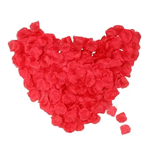 Produktbild: TOPPERFUN Seidenrote Rosenblätter 2200 Stück Hochzeitsstrauß-Dekorationen Wiederverwendbare Künstliche Blumen