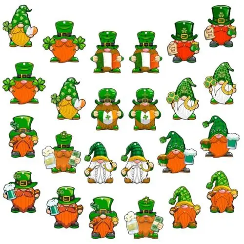 Produktbild: TOPPERFUN 24stücke Hängende Holzschilder Für Patrick's Day Dekorative GNOME Und Kleeblätter Für Irische Partys Festliche Und Türdekoration