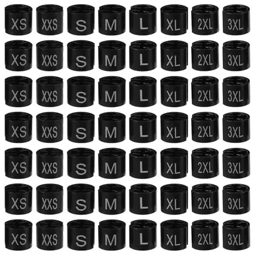 Produktbild: TOPPERFUN 400 Stück Kleiderbügel Größenclips, 8 verschiedene schwarze Kleidergrößenmarkierungen, Kleiderbügelmarkierungen, Kleiderbügel Größenclips – XXS, XS, S, , L, XL, XXL, XXXL