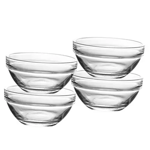 Produktbild: TOPPERFUN 4 Stück Kleine Glasschüsseln Dessertschalen Stapelbar 10,5cm Bpa Frei Für Pudding Snacks Joghurt Mikrowellenfest