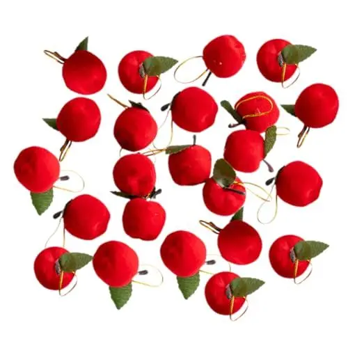 Produktbild: TOPPERFUN 60St Roter Apfel-Weihnachtsbaumanhänger Äpfel Ornamente Weihnachtsbaum rot winterdekoration Christbaum anhänger weihnachtsdekoration drinnen Weihnachtsbaum-Apfel- Schaum