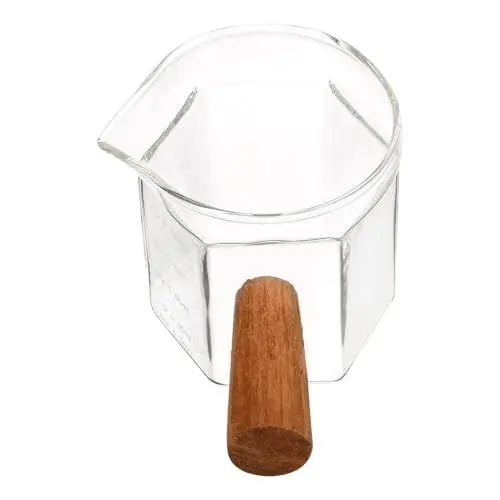 Produktbild: TOPPERFUN Titel Transparenter Espresso-messbecher Aus Glas Mit Holzgriff Kaffeekanne Für Präzises Messen Und Optimalen Geschmack