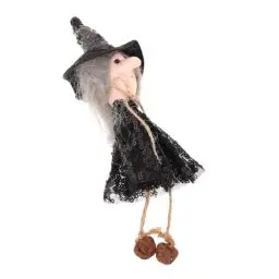 Produktbild: TOPPERFUN Hängende Hexenpuppe Dekorative Hexenfigur für Halloween Wanddeko Kreative Halloween Dekoration für Zuhause Büro Garten Schwarze Glitzer