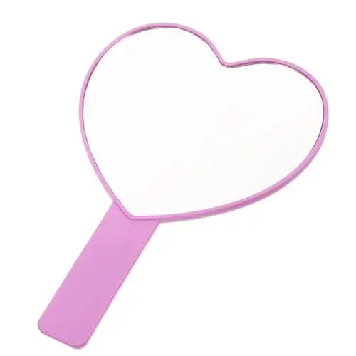 Produktbild: TOPPERFUN Handspiegel Herzform Tragbarer Kosmetikspiegel Für Damen Kompakter Handspiegel Mit Herzgriff Für Reisen Und Schnelle Makeup-korrekturen Violette Farbe Leicht Und Sicher