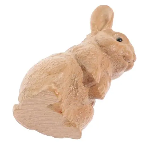 Produktbild: TOPPERFUN Kaninchen-verzierung Osterhasenfigur Geschnitzte Hasenskulptur Frühlingshasenfiguren Feengarten- Dekorative Hasenskulptur Hasen- Holz Hölzern Spielzeug
