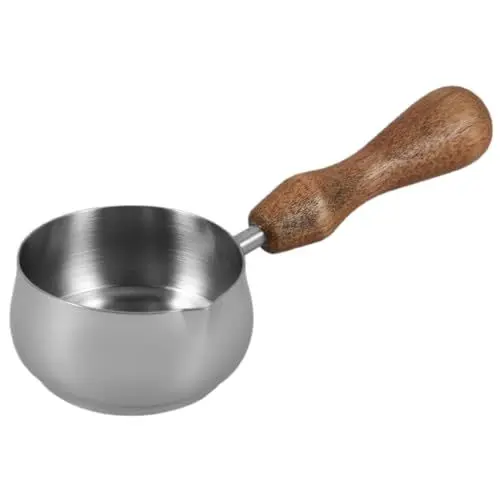 Produktbild: TOPPERFUN Kleiner Milchkännchen mit Holzgriff für Espresso Milch und Soßen Design zu Reinigen Transportieren für Jede Tischdekoration