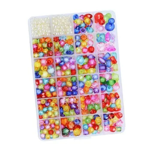 Produktbild: TOPPERFUN 500stücke Acrylperlen Für Junge Mädchen Bunte Bastelperlen Zum Auffädeln Für Schmuck Armbänder Und Halsketten Für Kreatives Spielen Und Basteln
