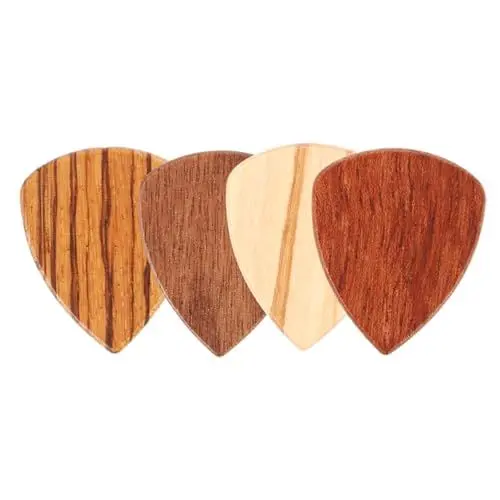Produktbild: TOPPERFUN Holz Gitarre Picks 4 Stück Folk Gitarre Picks Für Bass Elektrische Einfach Zu