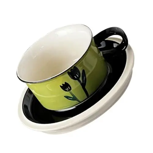 Produktbild: TOPPERFUN Set Aus Keramiktassen Und Untertassen Cappuccino-latte-tassen Untertasse 250 Ml Für Ihre Teesammlung