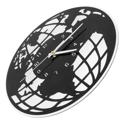 Produktbild: TOPPERFUN Weltkarte Wanduhr Leise Tickfrei aus Kunststoff Design für Schlafzimmer und Wohnzimmer ohne Batterie Kreative Kunstdekoration Geschenkidee