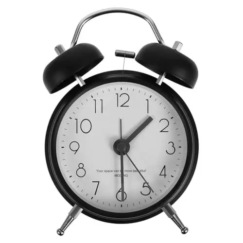 Produktbild: TOPPERFUN stumme Uhr standuhr Table Clock Nachtlichtuhr The Black blacki Desktop- stille Uhr Doppelglockenuhr Zeitschaltuhr klingeln Uhr Wecker elektronisch doppelte Glocke Student