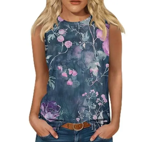 Produktbild: Tops Für Damen Sommer Ausgefallene Tshirts Damen Sport Oberteil Sexy Shirt Damen Tanktop Damen Baumwolle Tops Sommer Babydoll Damen Oberteil Ärmellose Shirt Damen Sport Oberteil Damen Top