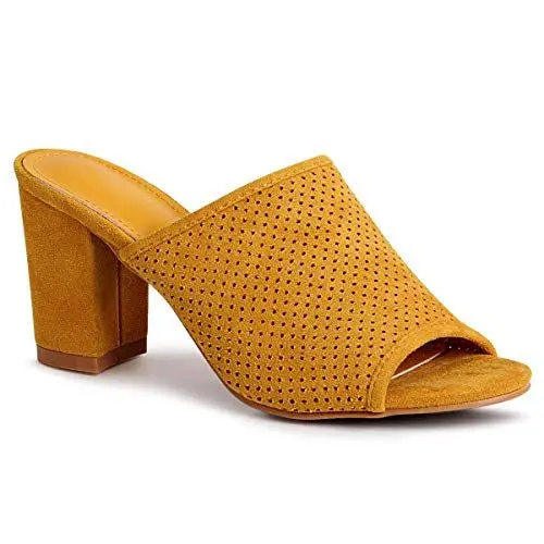 Produktbild: topschuhe24 1831 Damen Sandaletten Pantoletten Pumps, Farbe:Gelb, Größe:39 EU